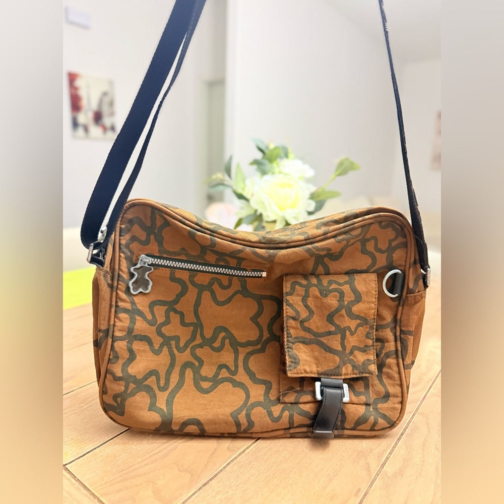 Tous Brown and Green Laptop Bag VINTAGE IN GREAT CONDITIONS💻 NYLON